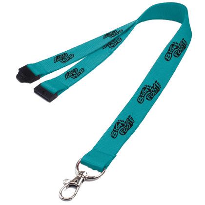 Custom 0.62" Polyester Lanyard with Safety Breakaway - Teal 