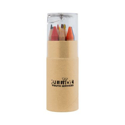 Custom 12 Piece Crayon And Pencil Set - Natural With Clear Lid