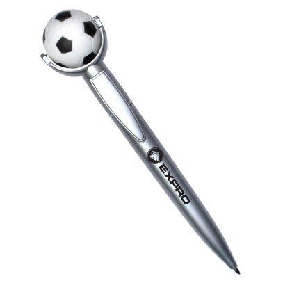 Custom Soccer Ball Squeeze Top Pen - Silver 