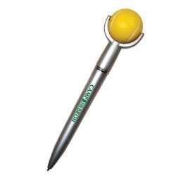 Custom Tennis Ball Squeeze Top Pen - Silver 