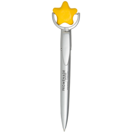 Custom Star Squeeze Top Pen - Silver 
