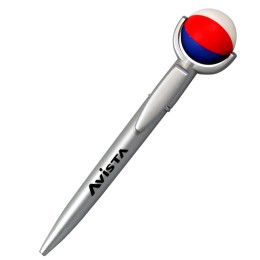 Custom Beach Ball Squeeze Top Pen - Silver 
