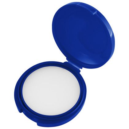 Custom Recycled Round Compact Lip Moisturizer - Blue Open View
