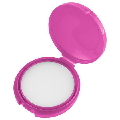 Custom Recycled Round Compact Lip Moisturizer - Fuchsia Open View