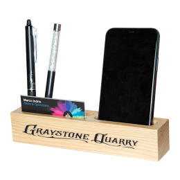 Custom Wood Desk Organizer - Natural Wood 