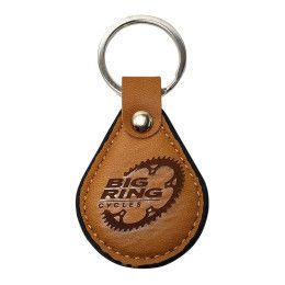 Custom Faux Leather Keyring Teardrop - Laser Engraved - Brown