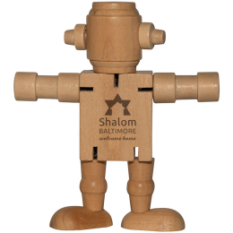 Custom Mini Wood Robot - Laser Engraved - Natural Wood 