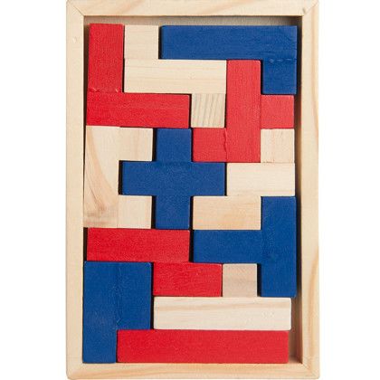 Custom Color Wood Shapes Challenge Puzzle - Full Color - Natural Wood Puzzle View