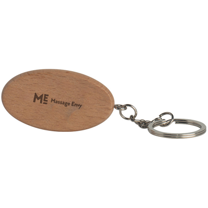 Custom Oval Wooden Keyring - Laser Engraved - Natural Wood 