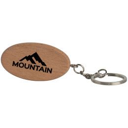 Custom Oval Wooden Keyring - Natural Wood 