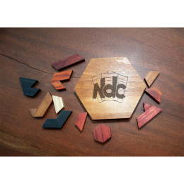 Custom Wood Hexagon Puzzle - Laser Engraved - Natural Wood 