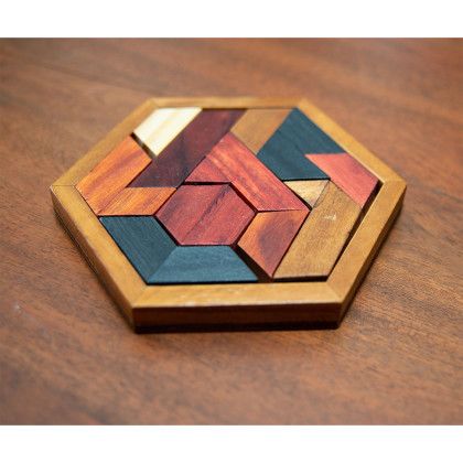 Custom Wood Hexagon Puzzle - Natural Wood Puzzle View