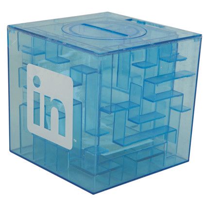 Custom Money Maze Cube Bank - Blue 