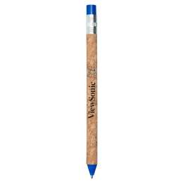 Custom Recycled Cork Pencil Pen - Blue