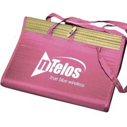 Pink Promo Straw Beach Mat with Nylon Shell