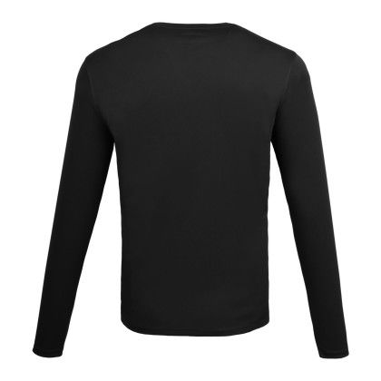 Custom DARA Men's Recycled Long Sleeve Tech Tee - Black Back View