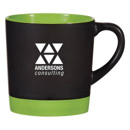 Custom 12 Oz Two Tone Americano Mug - Black With Lime Green 