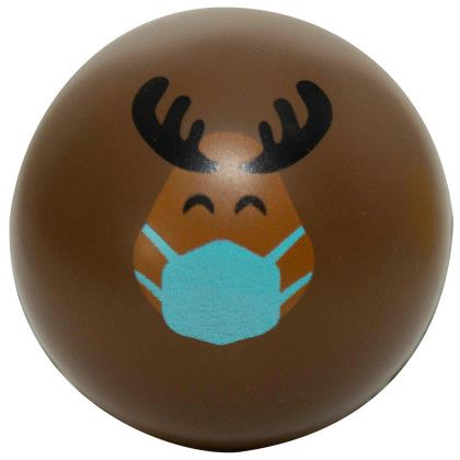 Custom Holiday PPE Rudolph Ball  - Brown Front View
