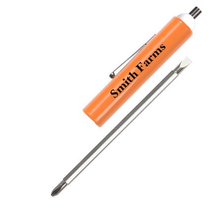 Custom Jumbo Pocket Screwdriver - Rev. 3/16" Std. 1 PLP Blade/Magnet Top - Orange 