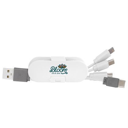 Custom Dual Input Cable Wrap Phone Stand - White