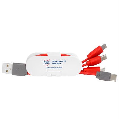 Custom Dual Input Cable Wrap Phone Stand - Red 