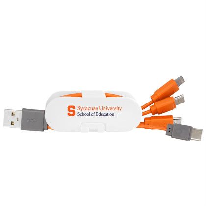 Custom Dual Input Cable Wrap Phone Stand - Orange 