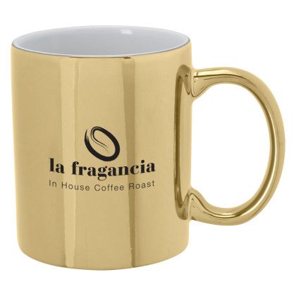 Custom 12 Oz Iridescent Ceramic Mug - Metallic Gold 