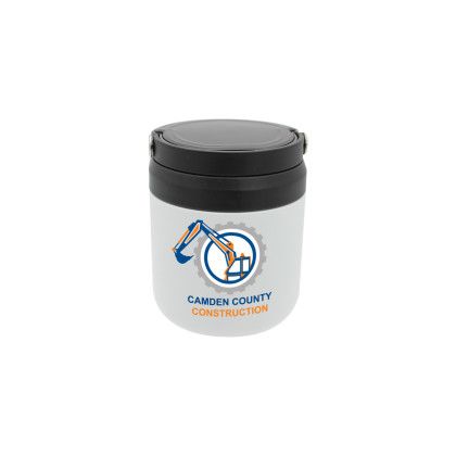 Custom 20 oz. Recycled Stainless Food Container, Full Color Digital - White Handle Down 