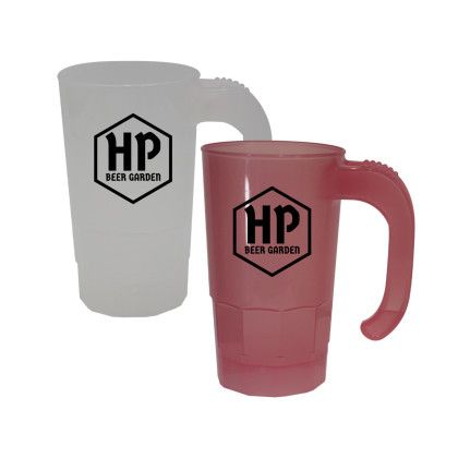 Custom Sun Fun 20 oz. Stackable Beer Stein - Frosted/Red 