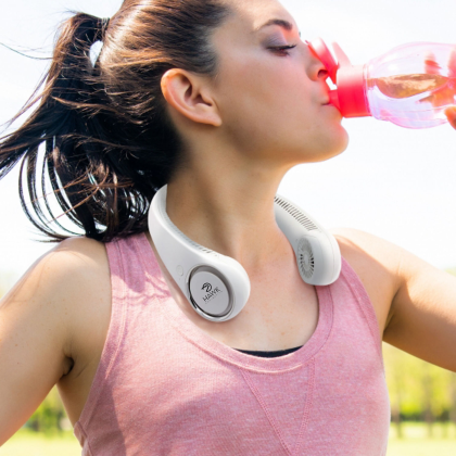 Custom Zephyr, Portable Ergonomic Neck Fan - White Lifestyle