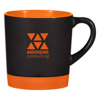 Custom 12 Oz Two Tone Americano Mug - Black With Orange 