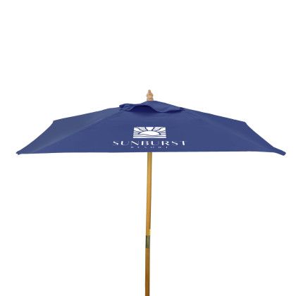 Square Wood 8 ft Market Umbrella with Logo Midnight