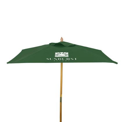 Square Wood 8 ft Market Umbrella with Logo Spruce