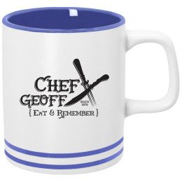 Custom 10 Oz. Lacrosse Ceramic Mug - White/Ocean Blue 