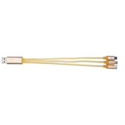 Custom Metallic 3 in 1 Charging Cable - Light Gold 