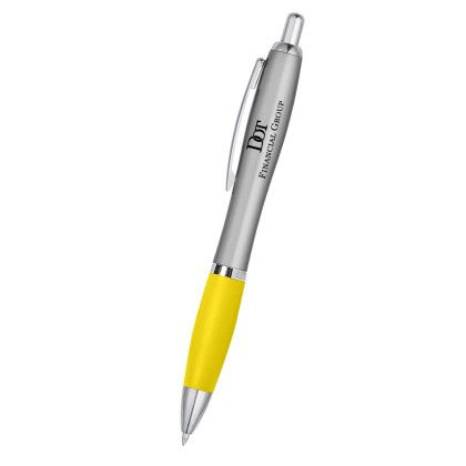 Custom Satin Pen - Silver With Yellow