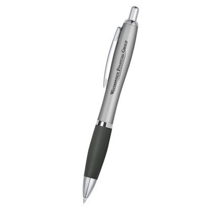 Custom Satin Pen - Silver With Charcoal 
