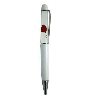 Custom Floating Heart Ballpoint Pen - White Back View
