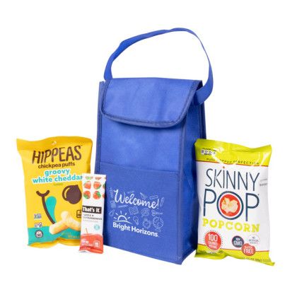 Custom Insulated Lunch Bag with Healthy Snacks - Royal blue Side View