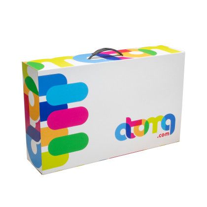 Custom 18.25" x 4.5" x 11.375" 4CP Full Bleed E-Flute Handle Box - 4/0 