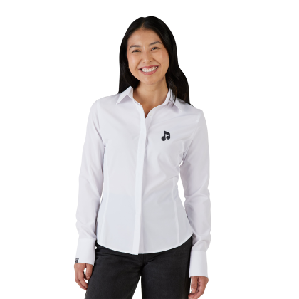Custom Women's Executive Button Up - White Front View Custom Women's Executive Button Up - White Front View