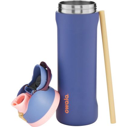 Custom 24 oz Owala Freesip - Blue Jay Lid Removed and Drinking Straw