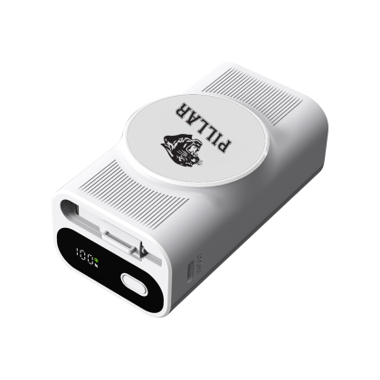 Custom Lariat 10,000 mAh Power Bank with Built-In Retractable Cable and USB and Type-C Ports - White Custom Lariat 10,000 mAh Power Bank with Built-In Retractable Cable and USB and Type-C Ports - White