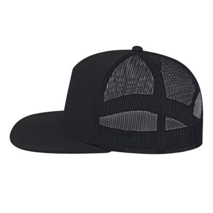 Custom 7 Panel Trucker Mesh Back Cap - Black Side View