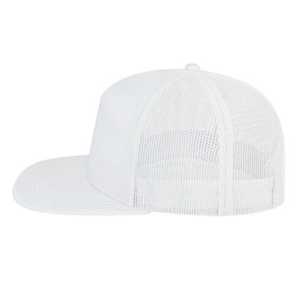 Custom 7 Panel Trucker Mesh Back Cap - White Side View
