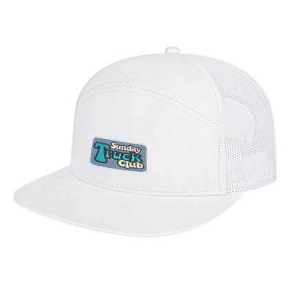 Custom 7 Panel Trucker Mesh Back Cap - White