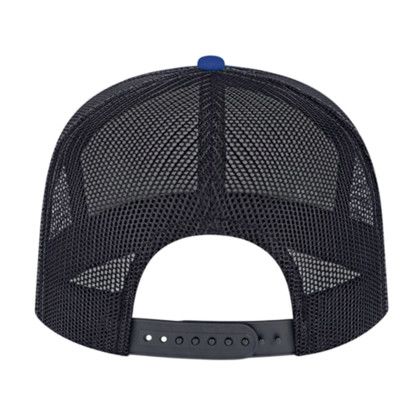 Custom 7 Panel Trucker Mesh Back Cap - Royal Blue With Black Back View