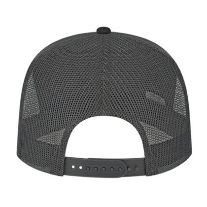 Custom 7 Panel Trucker Mesh Back Cap - Black With Charcoal Back View