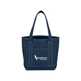 Custom Small Cotton Canvas Yacht Tote Bag - Navy Blue 