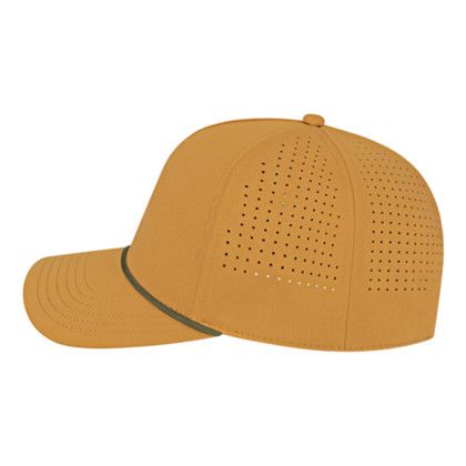 Custom Summit Perforated Cap with Rope - Wheat With Loden Side View Custom Summit Perforated Cap with Rope - Wheat With Loden Side View